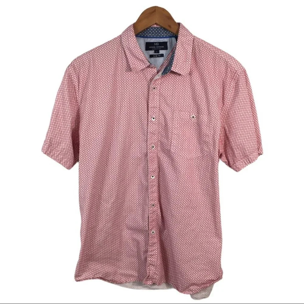 BF655 Mens Michael Brandon Slim Fit Button Down Shirt L